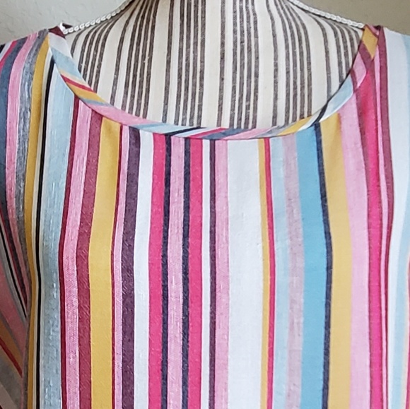 NWT ZUIKI LINEN STRIPED WING SLEEVED WOMENS TOP - Picture 5 of 5